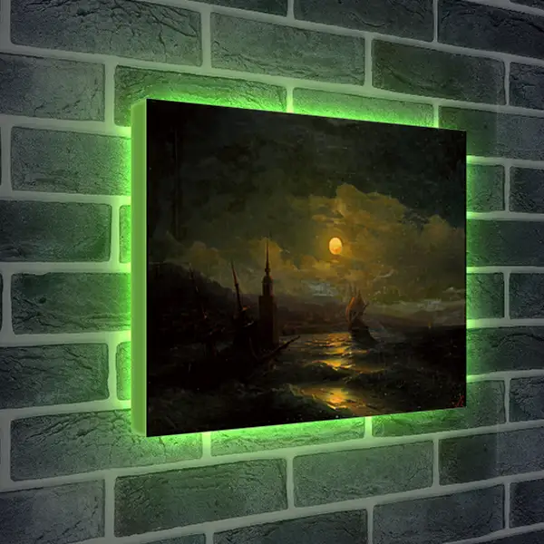 Лайтбокс световая панель - Вид на Константинополь с моря в лунную ночь. Иван Айвазовский