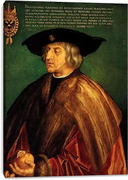 Постер на подрамнике - Portrait of Emperor Maximillian I. Портрет Императора Максимилиана I. Альбрехт Дюрер