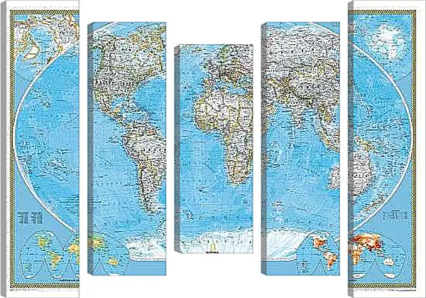 Модульная картина - Политическая карта мира