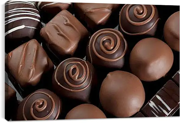 Постер на подрамнике - Шоколадные конфеты. Сладкое искушение.