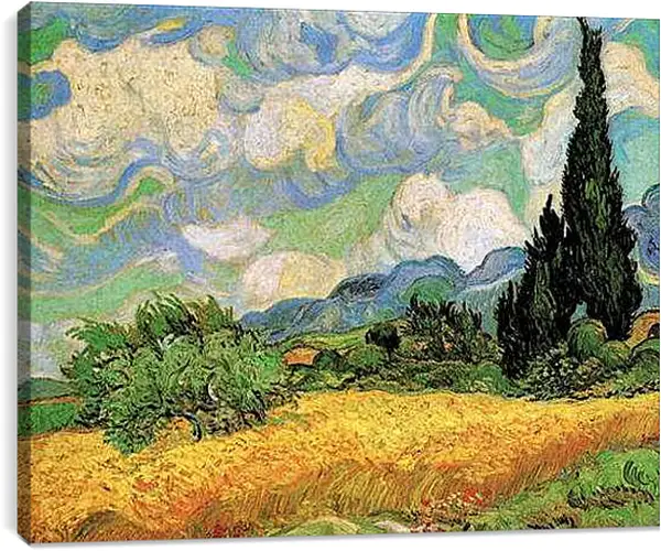 Постер на подрамнике - Wheat Field with Cypresses at the Haute Galline Near Eygalieres. Винсент Ван Гог