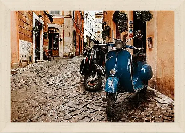 Картина в раме - Vespa на старой улице