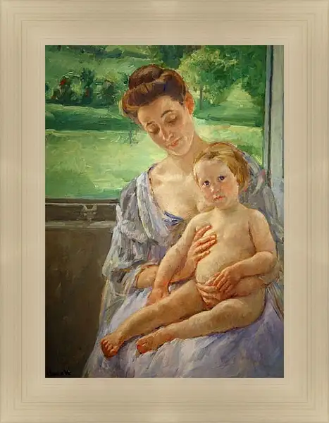 Картина в раме - Mother and Child in the Conservatory. Кэссетт (Кассатт) Мэри Стивенсон