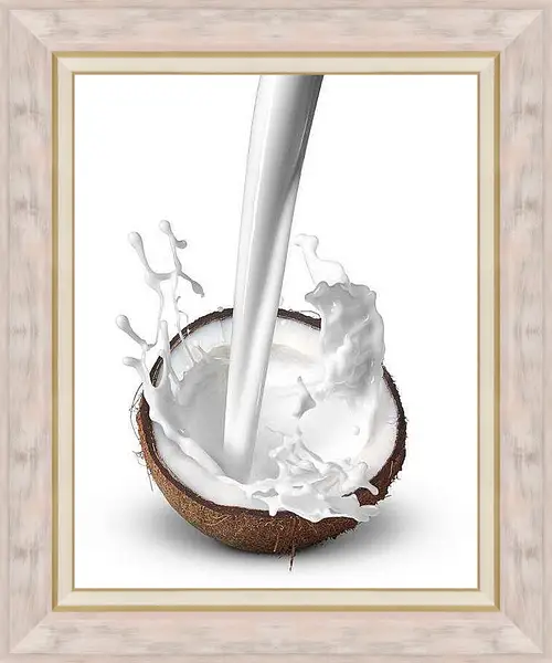 Картина в раме - Кокос и молоко. Тропическая свежесть.