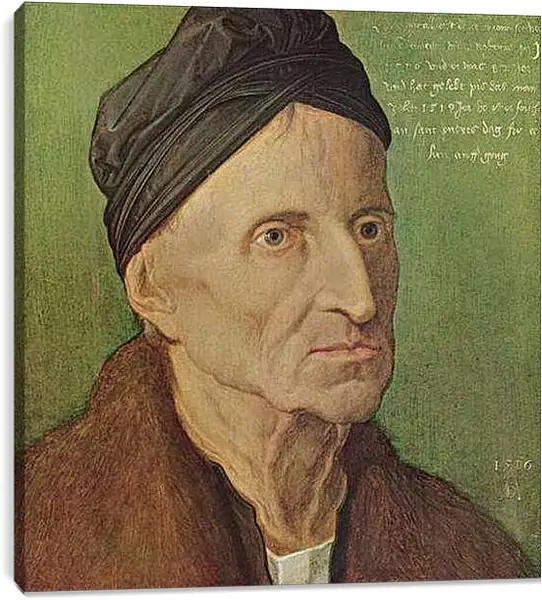 Постер на подрамнике - Portrat des Michael Wolgemut. Портрет Михаэля Вольгемута. Альбрехт Дюрер