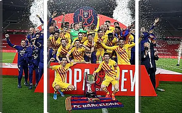 Модульная картина - Победа в кубке Испании. ФК Барселона. FC Barcelona