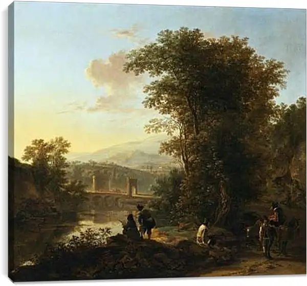 Постер на подрамнике - Пейзаж с рисовальщиком. Ян Бот