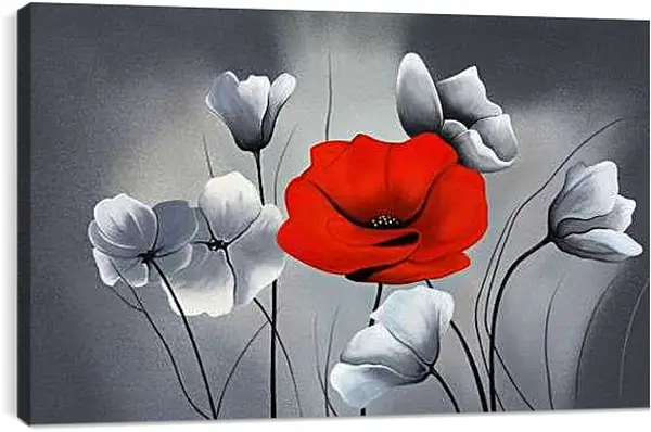 Постер на подрамнике - Маки ч