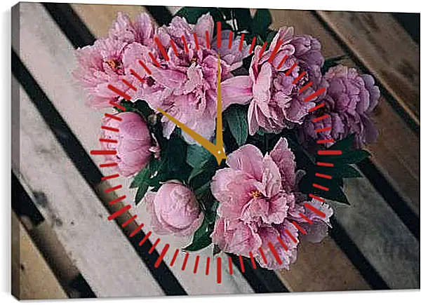 Часы картина - Пионы