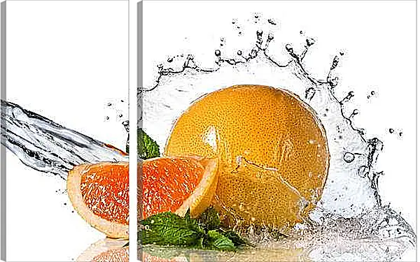 Модульная картина - Долька грейпфрута. Свежесть Цитруса.