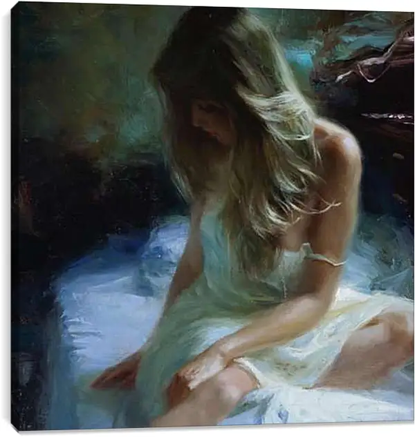 Постер на подрамнике - Девушка в кровати