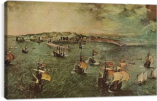Постер на подрамнике - Hafen von Neapel. Брейгель Питер Старший