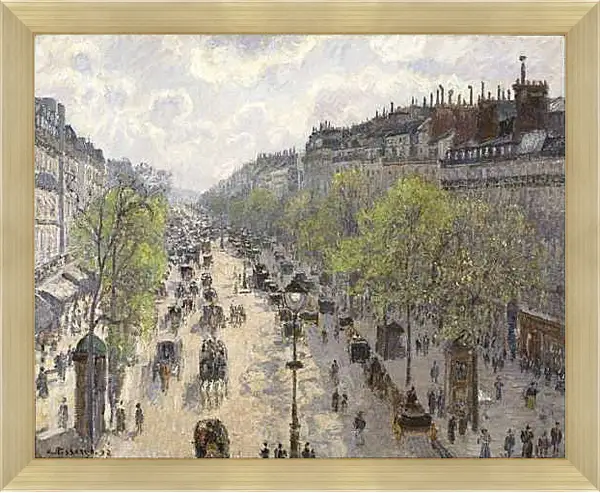 Картина в раме - Бульвар Монмартр. Весеннее утро. Камиль Писсарро