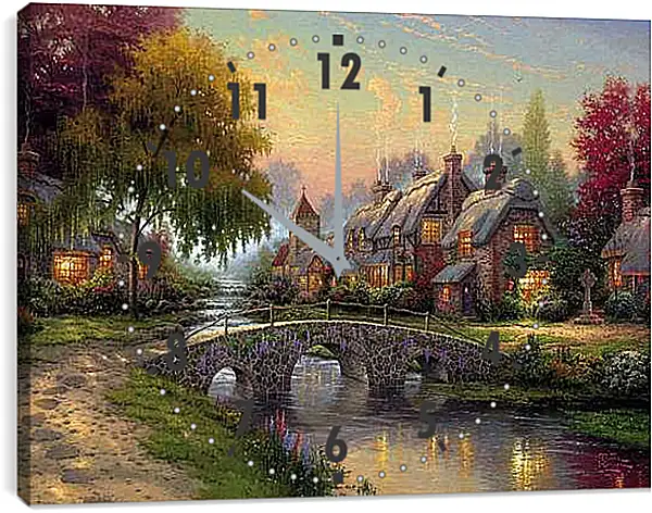Часы картина - Деревня в викторианском стиле