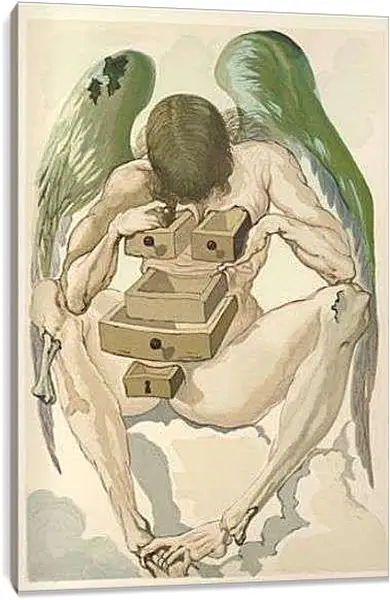 Постер на подрамнике - Падший ангел. Чистилище. Иллюстрации к "Божественной комедии". Сальвадор Дали