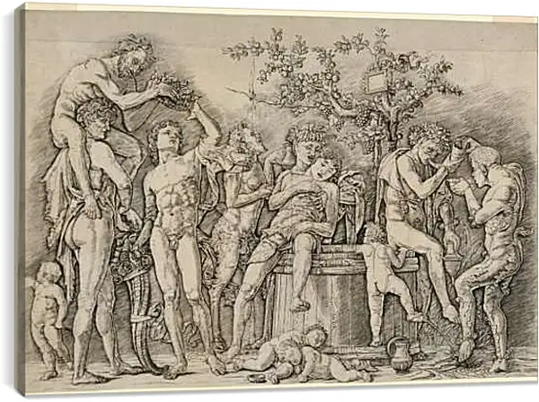 Постер на подрамнике - Вакханалия с винным прессом. Андреа Мантенья