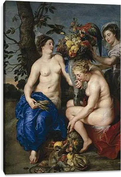 Постер на подрамнике - Церера и две нимфы. Питер Пауль Рубенс