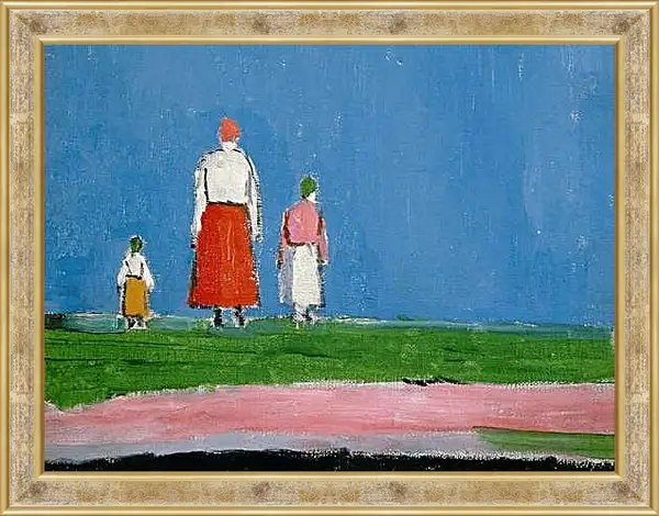 Картина в раме - Трое в поле. Малевич Казимир