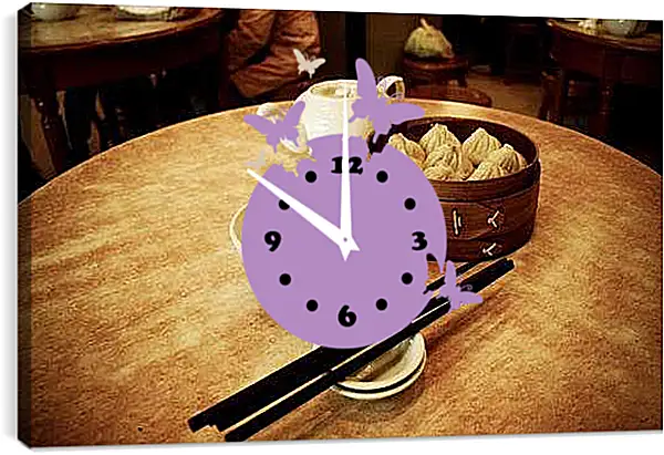 Часы картина - Хинкали. Азиатский завтрак.