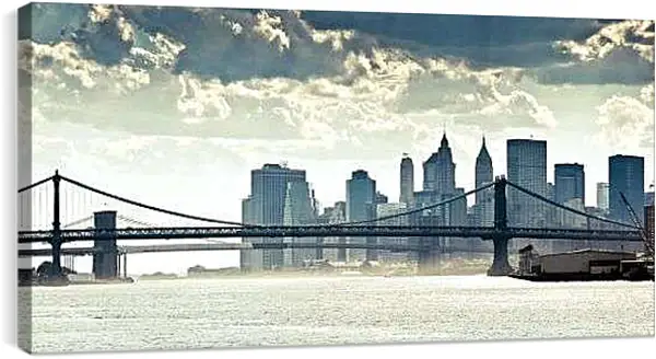 Постер на подрамнике - Бруклинский мост вид с реки