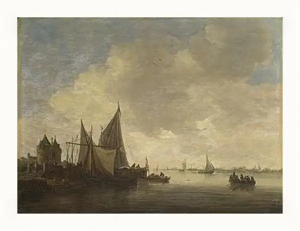 Картина в раме - The Mouth of an Estuary with a Gateway. Ян ван Гойен