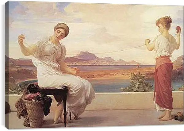 Постер на подрамнике - Winding the Skein big. Моток пряжи. Барон Фредерик Лейтон