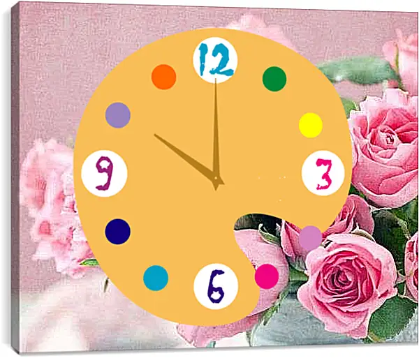 Часы картина - Букет роз