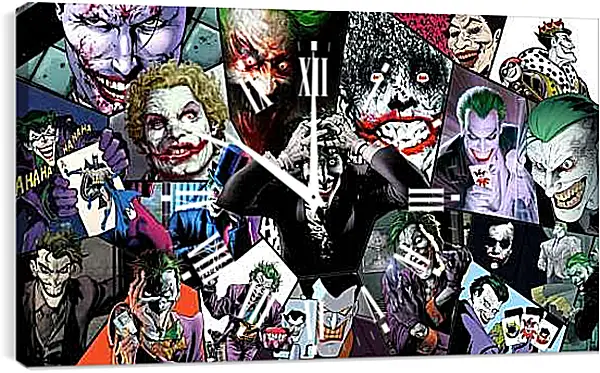 Часы картина - Джокер. Бэтмен. Комиксы. Коллаж