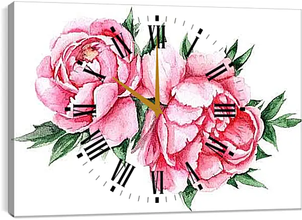 Часы картина - Пионы