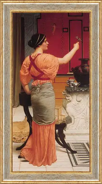 Картина в раме - Lesbia with Her Sparrow. Джон Уильям Годвард