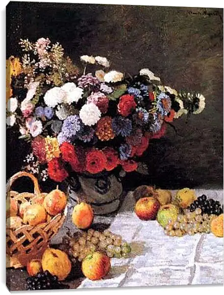 Постер на подрамнике - Still-Life with Flowers and Fruits. Клод Моне