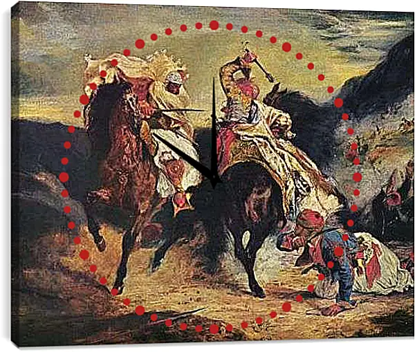 Часы картина - Combat of the Giaour and the Pasha. Эжен Делакруа