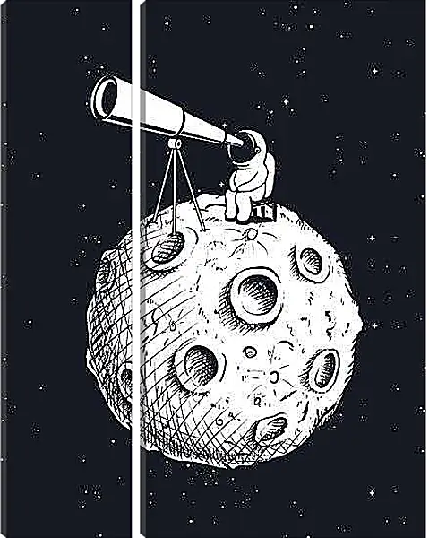 Модульная картина - Космонавт смотрит в телескоп