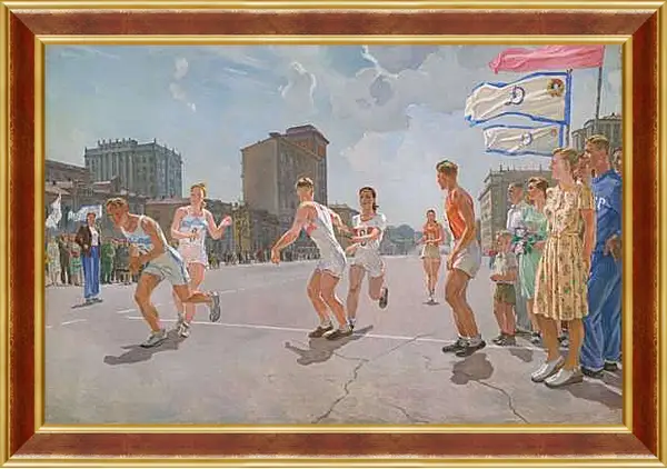 Картина в раме - Эстафета. Александр Дейнека