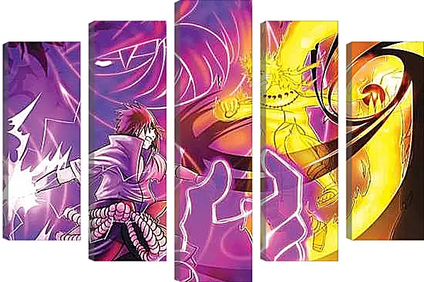 Модульная картина - Наруто и Саске сражение