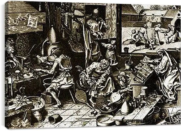 Постер на подрамнике - Алхимики. Брейгель Питер Старший