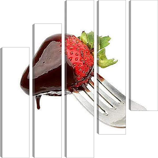 Модульная картина - Клубника на вилке. Сладкое искушение.