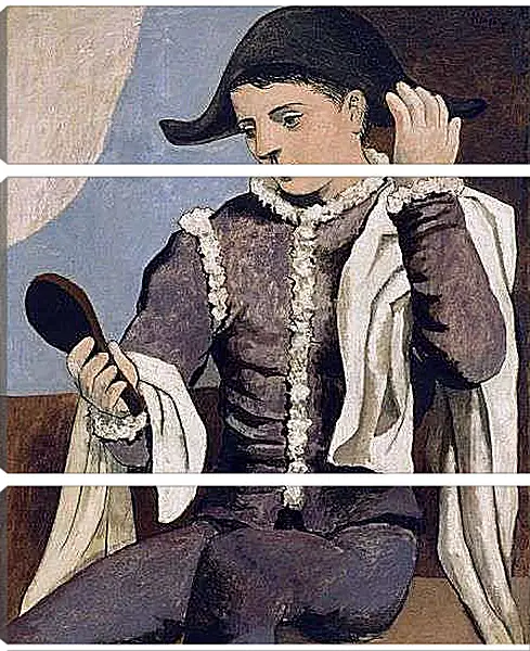 Модульная картина - Арлекин с зеркалом. Пабло Пикассо