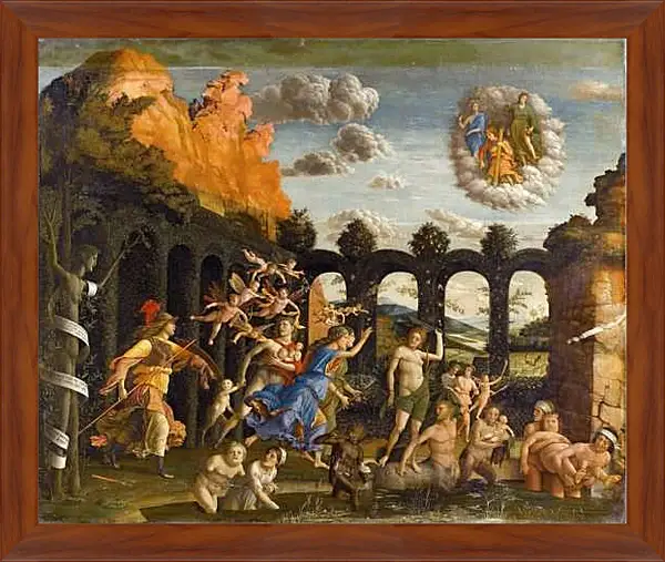 Картина в раме - Minerva Chasing the Vices from the Garden of Virtue. Минерва, изгоняющая пороки из сада благодетели. Андреа Мантенья