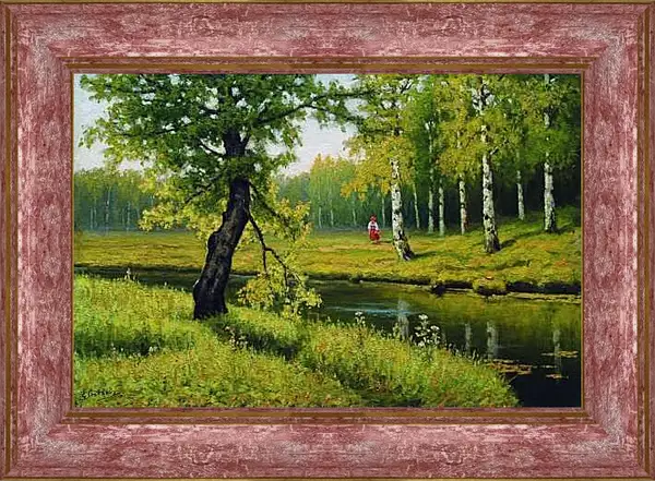 Картина в раме - Летний пейзаж с девочкой. Ефим Волков