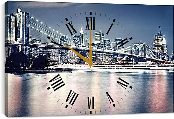 Часы картина - Бруклинский мост. Нью-Йорк. Америка.