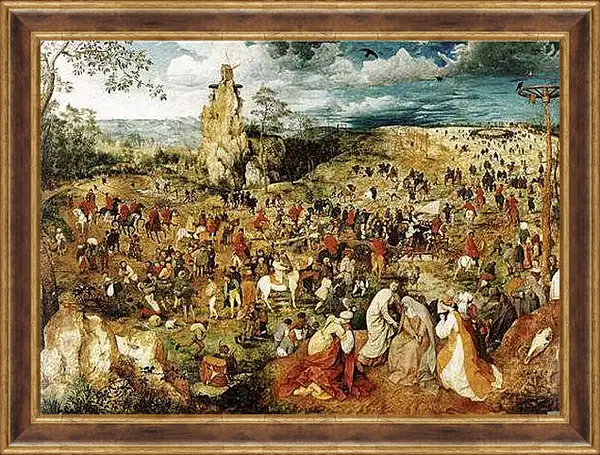 Картина в раме - Aufstieg zum Kalvarienberg. Брейгель Питер Старший