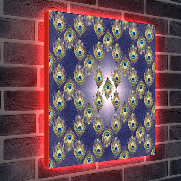 Лайтбокс световая панель - Орнамент перо павлина. Фиолетовый фон. Компью-Арт Елены Самарской.