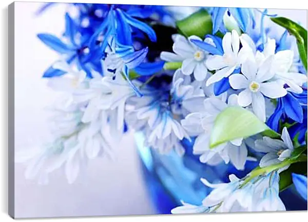 Постер на подрамнике - Сине-белые цветы