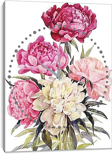 Часы картина - Пионы