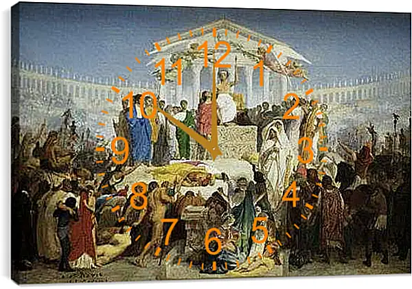 Часы картина - The Age of Augustus - The Birth of Christ. Жан-Леон Жером