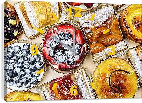 Часы картина - Ягодные корзинки