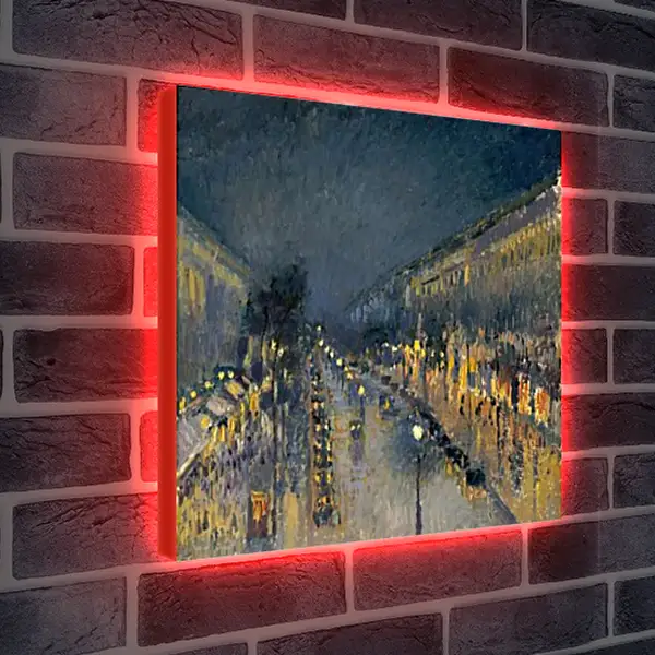 Лайтбокс световая панель - Бульвар Монмартр ночью. Камиль Писсарро