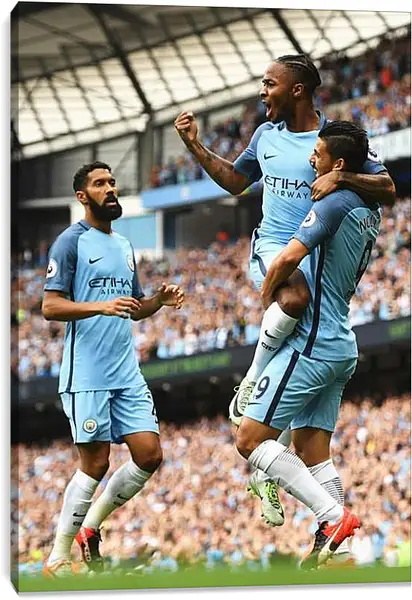 Постер на подрамнике - Празднование гола. Манчестер Сити. Manchester City