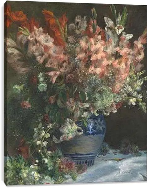 Постер на подрамнике - Gladioli in a Vase. Пьер Огюст Ренуар
